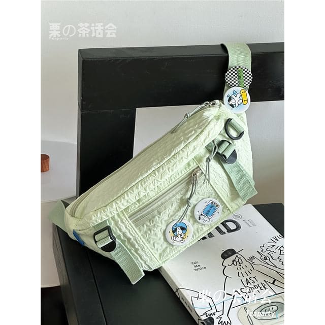 Plain Waist Bag / Bag Charm / Pin / Set - Light Green