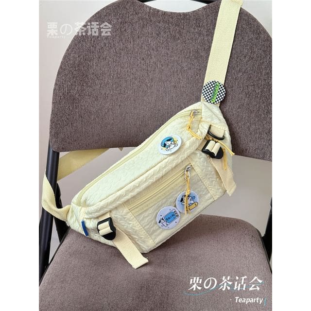 Plain Waist Bag / Bag Charm / Pin / Set - Light Yellow