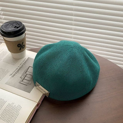 Plain Woven Beret - Green / One Size