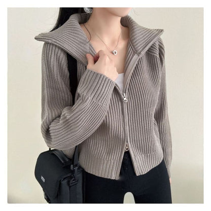 Plain Zip Cardigan