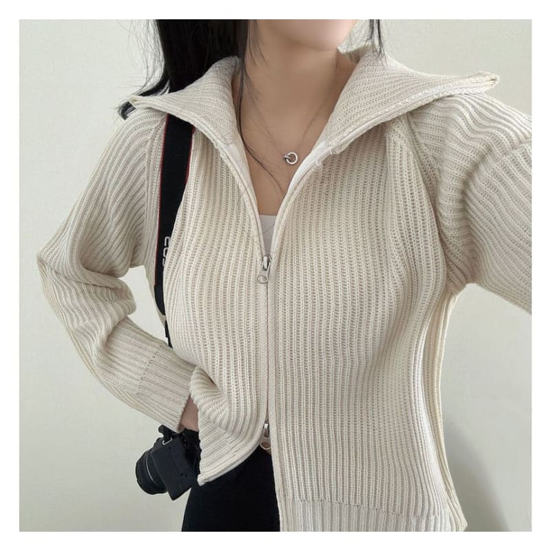 Plain Zip Cardigan