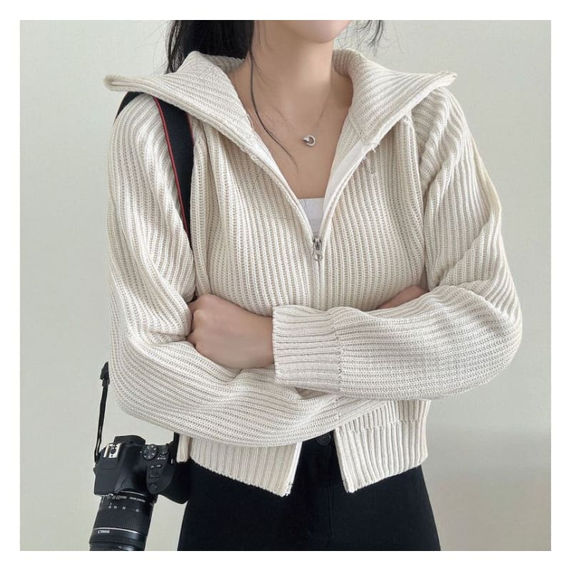 Plain Zip Cardigan