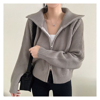 Plain Zip Cardigan