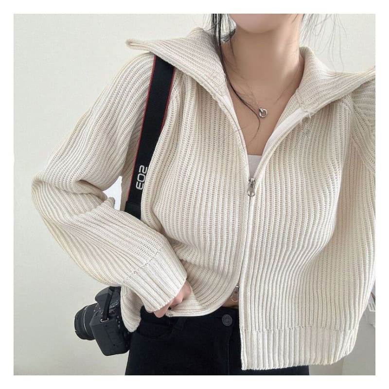 Plain Zip Cardigan