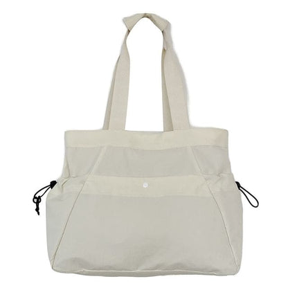 Plain Zip Tote Bag - White / One Size