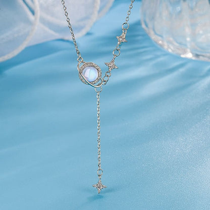 Planet Rhinestone Alloy Lariat Necklace