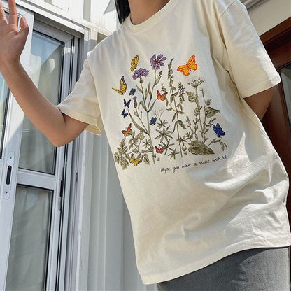 Plant Floral Graphic T-Shirt - T-Shirts