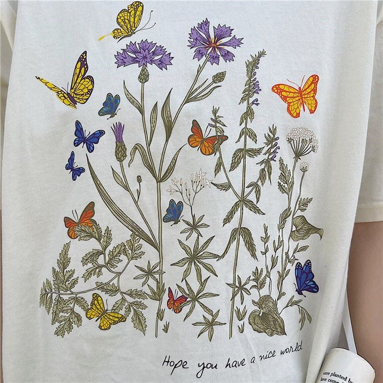 Plant Floral Graphic T-Shirt - T-Shirts