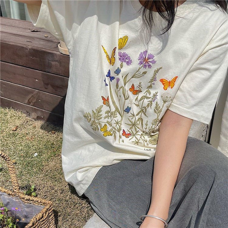 Plant Floral Graphic T-Shirt - T-Shirts