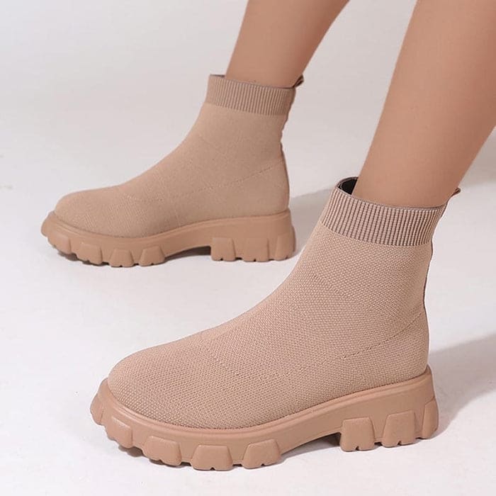 Platform Ankle Boots - EU35 (US5.0) / Beige - Boots