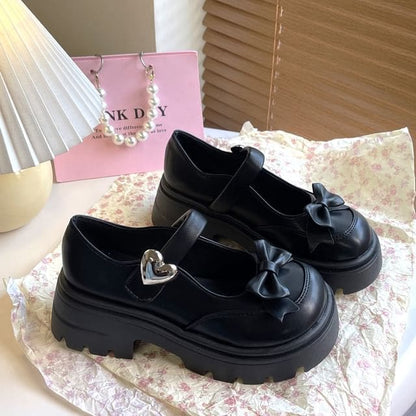 Platform Bow Mary Jane Shoes