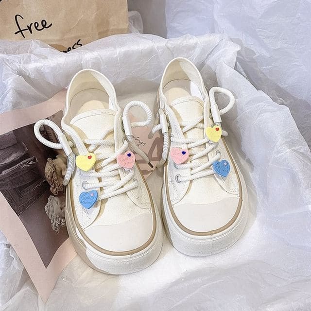 Platform Canvas Sneakers - Off-White / 35