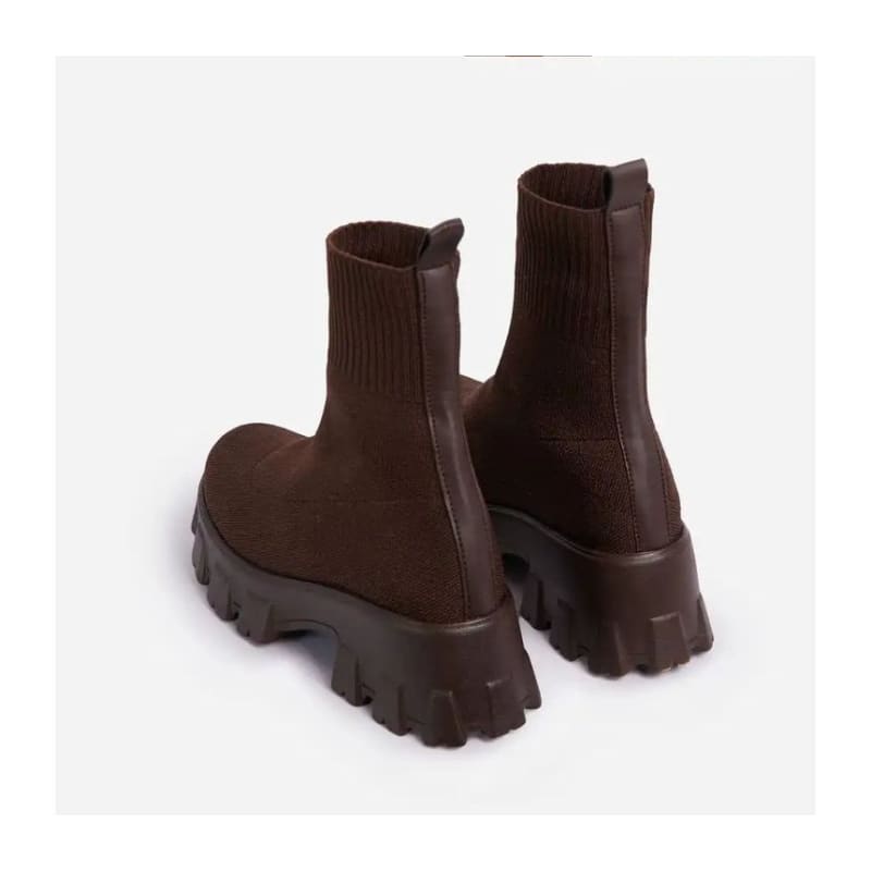 Platform Chunky Heel Sock Boots