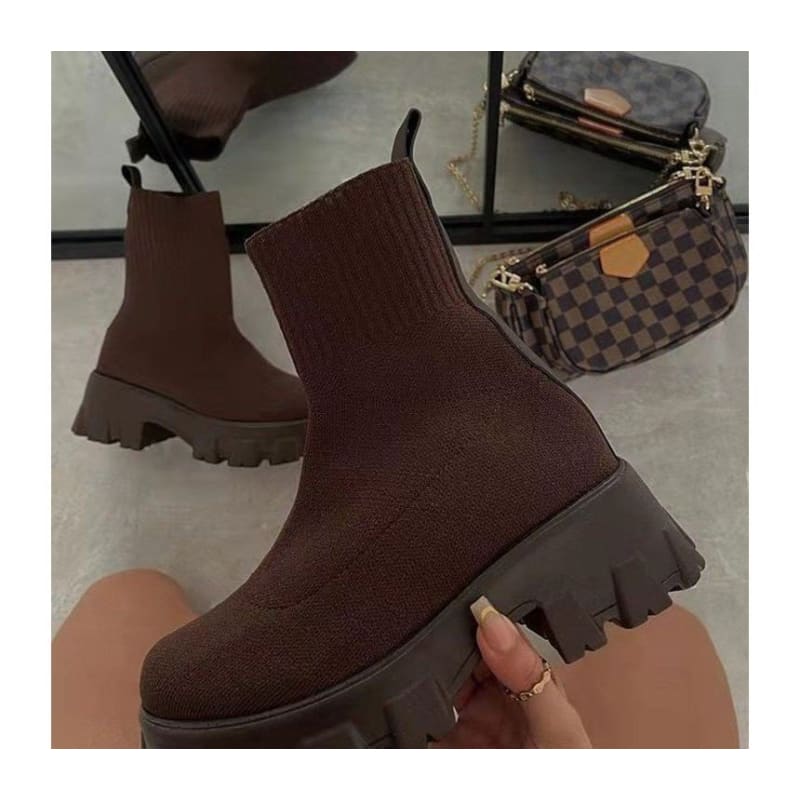 Platform Chunky Heel Sock Boots