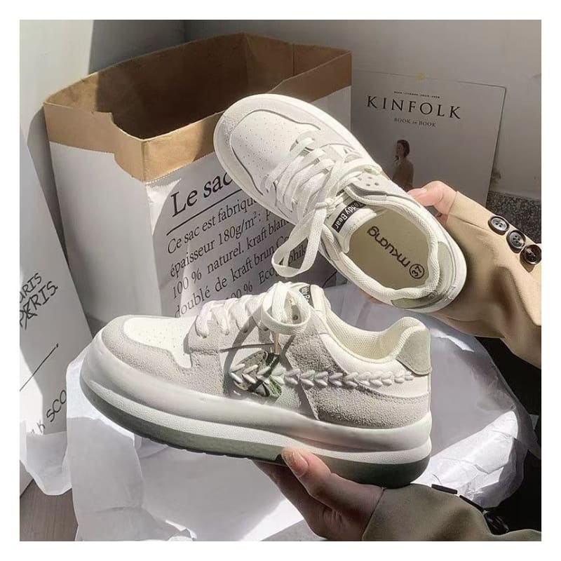 Platform Color Block Stitch Panel Sneakers