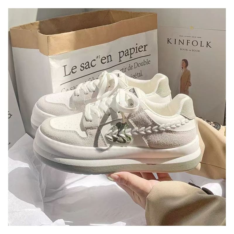 Platform Color Block Stitch Panel Sneakers