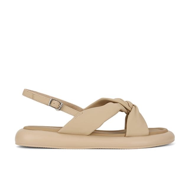 Platform Cross Strap Plain Faux Leather Slingback Sandals