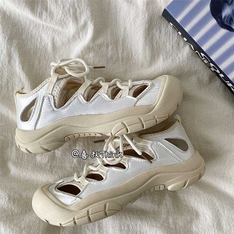 Platform Cutout Panel Sneaker Sandals