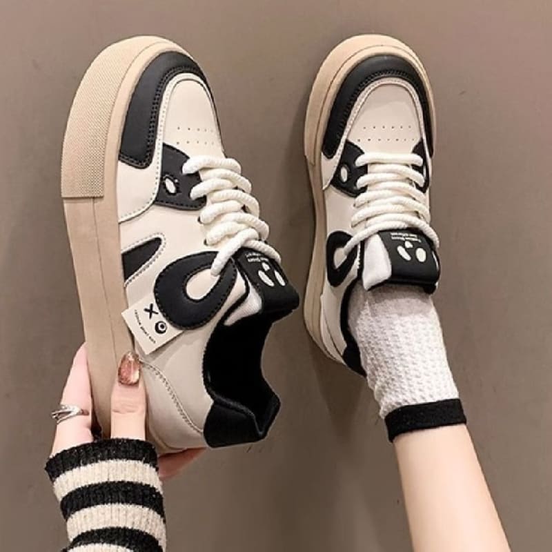 Platform Faux Leather Lace-Up Sneakers