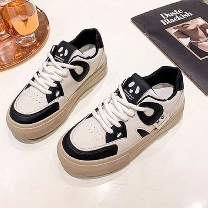 Platform Faux Leather Lace-Up Sneakers