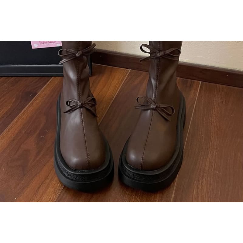 Platform Fleece Lined Bow Accent Tall Boots