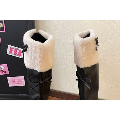 Platform Fleece Lined Bow Accent Tall Boots