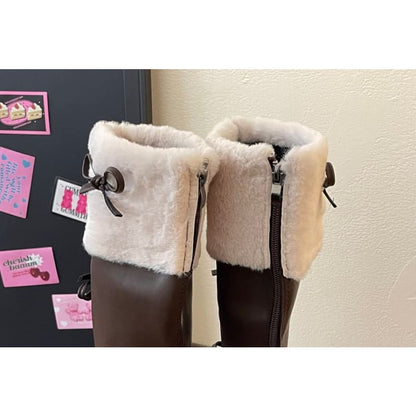 Platform Fleece Lined Bow Accent Tall Boots