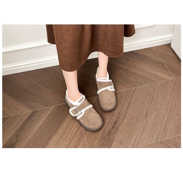 Platform Fleece-Lined Buckled Slip-Ons