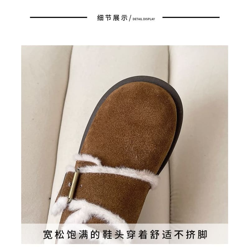 Platform Fleece-Lined Buckled Slip-Ons