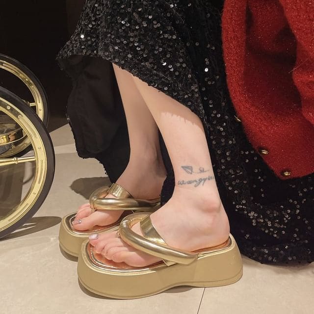 Platform Flip-Flops - Gold / 35