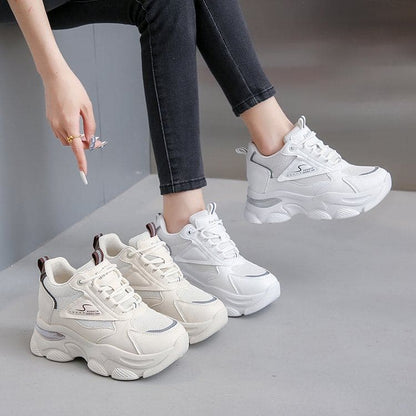 Platform Hidden Wedge Panel Mesh Sneakers