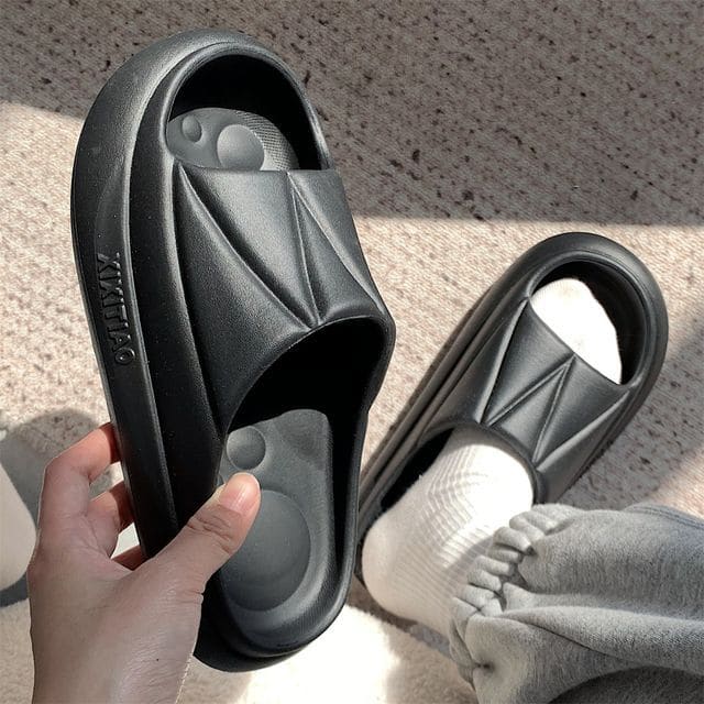 Platform Home Slippers - Black / 34 To 35