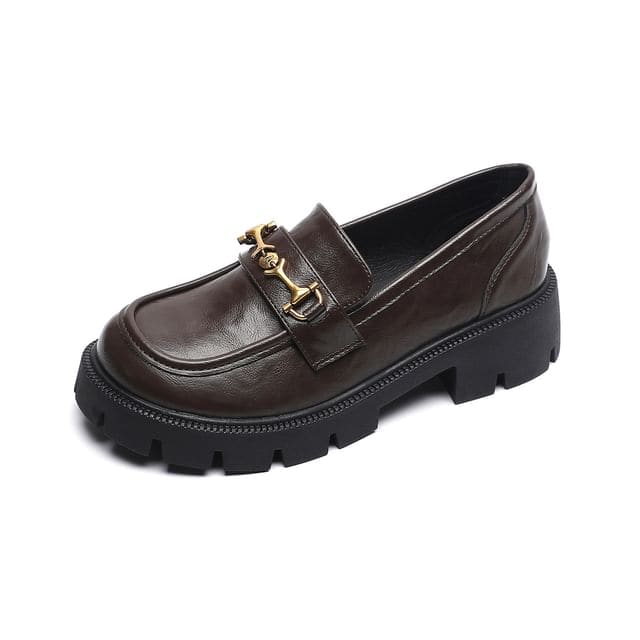 Platform Horsebit Loafers - Brown / 35