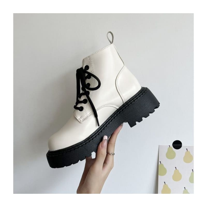 Platform Lace Up Short Boots