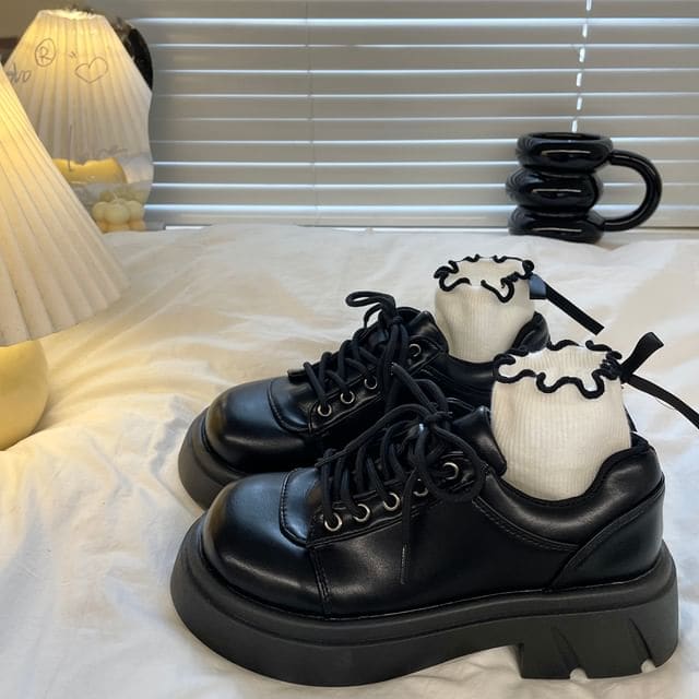 Platform Lace Ups - Black / 35