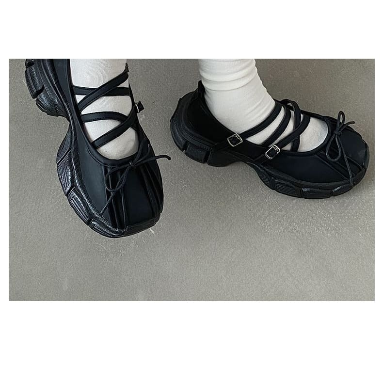 Platform Mary Jane Shoes With Crisscross Straps - Shoes