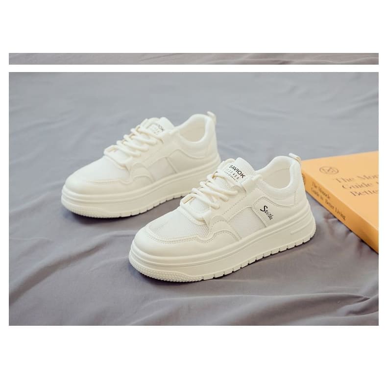 Platform Mesh Lace Up Sneakers