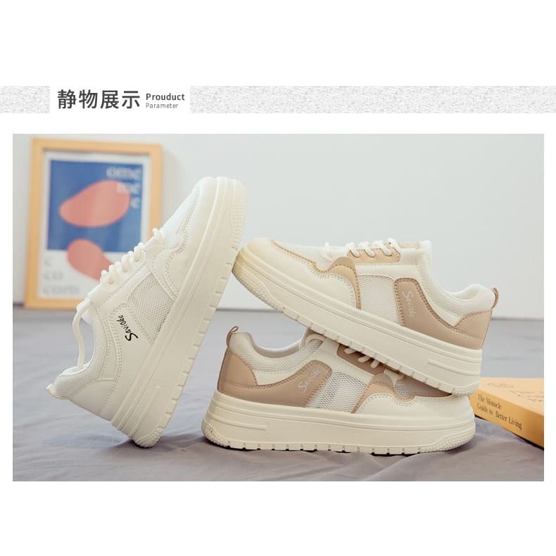 Platform Mesh Lace Up Sneakers