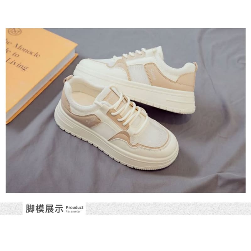 Platform Mesh Lace Up Sneakers