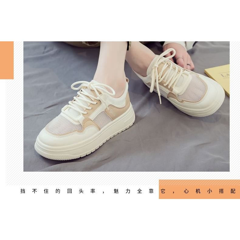 Platform Mesh Lace Up Sneakers