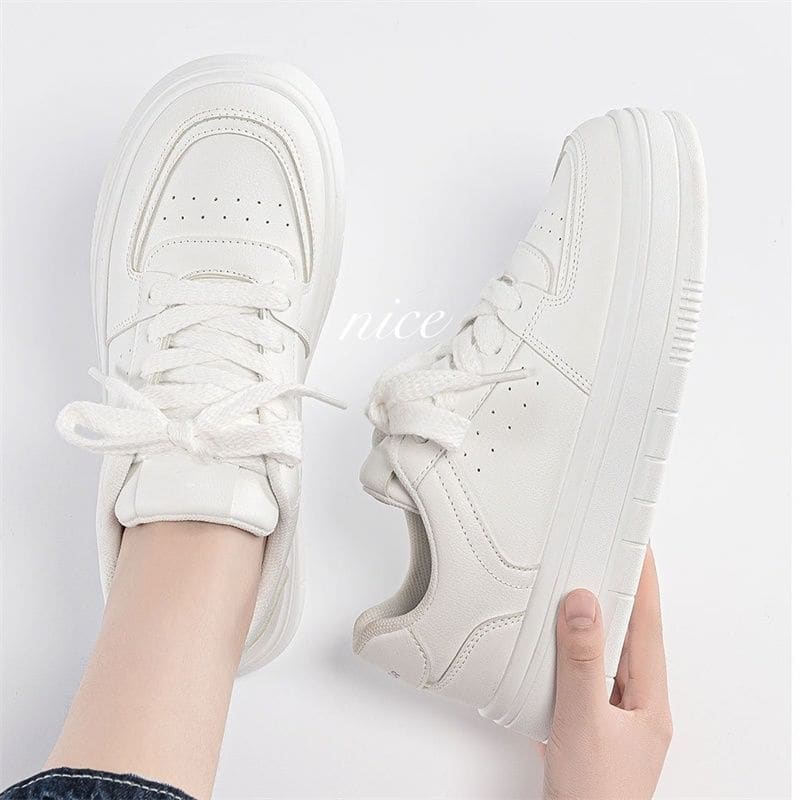 Platform Panel Faux Leather Sneakers