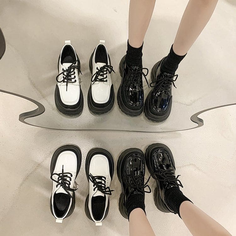 Platform Panel Lace Up Shoes