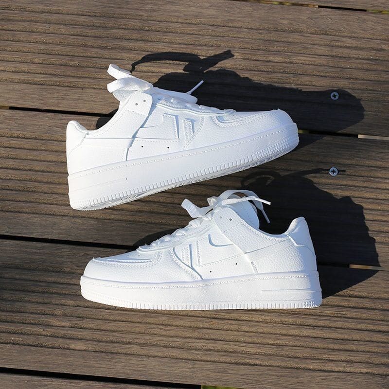 Platform Plain Faux Leather Lace-Up Sneakers