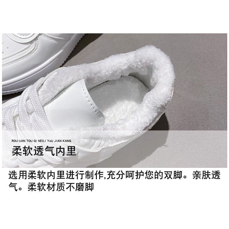 Platform Plain Panel Fleece-Lined Sneakers