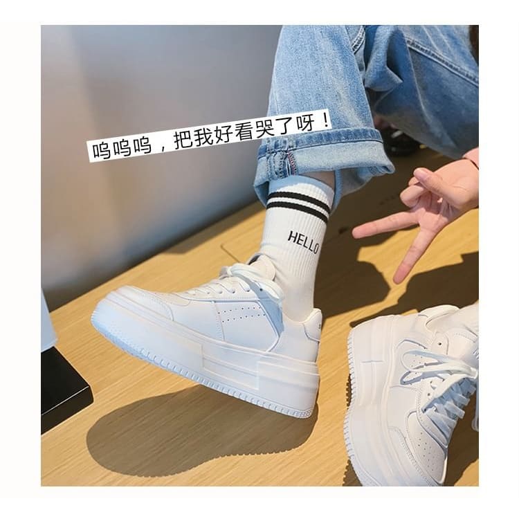 Platform Plain Panel Sneakers