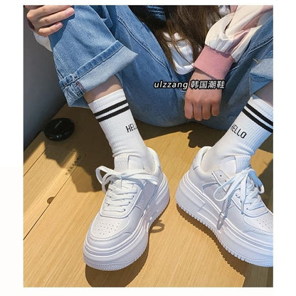 Platform Plain Panel Sneakers