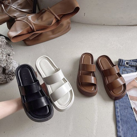 Platform Plain Slide Sandals