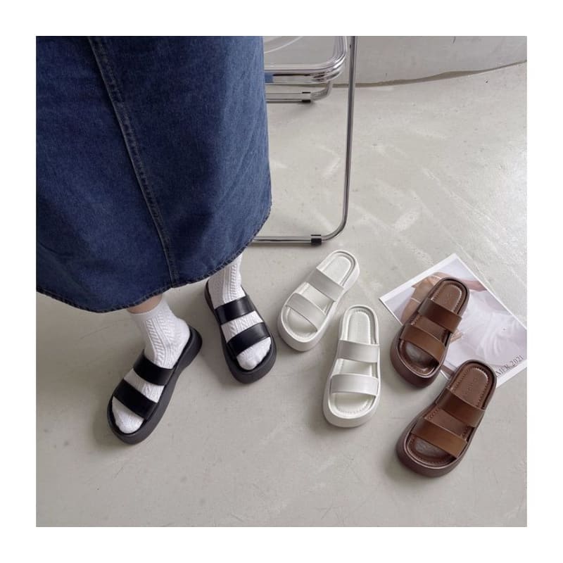 Platform Plain Slide Sandals