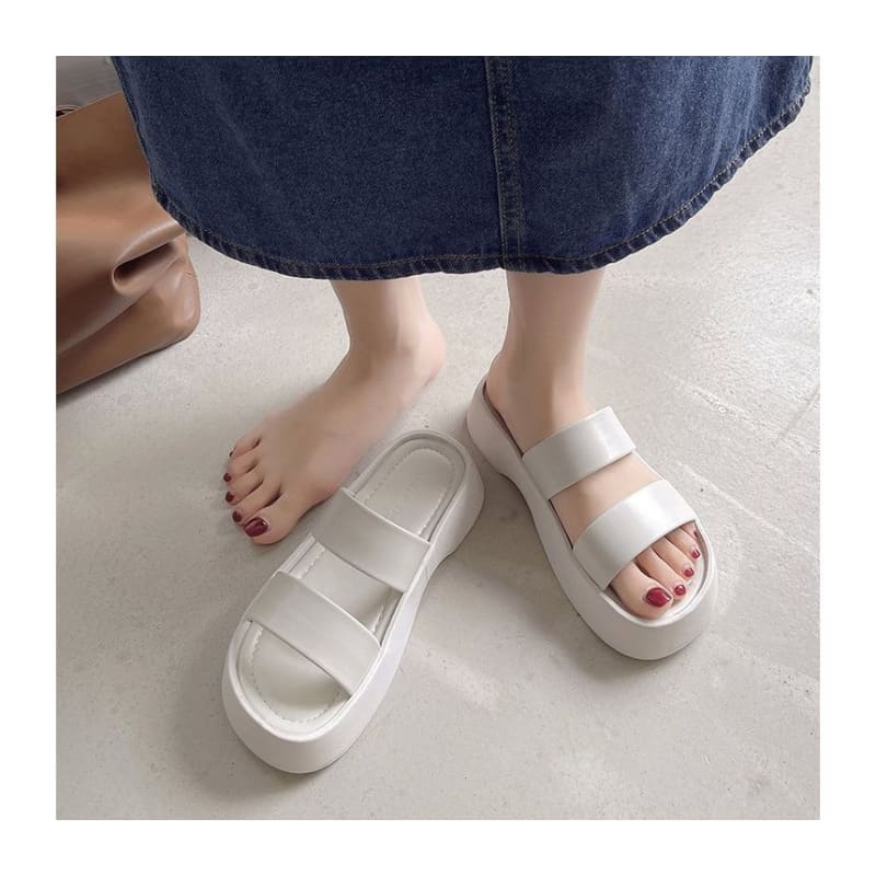 Platform Plain Slide Sandals