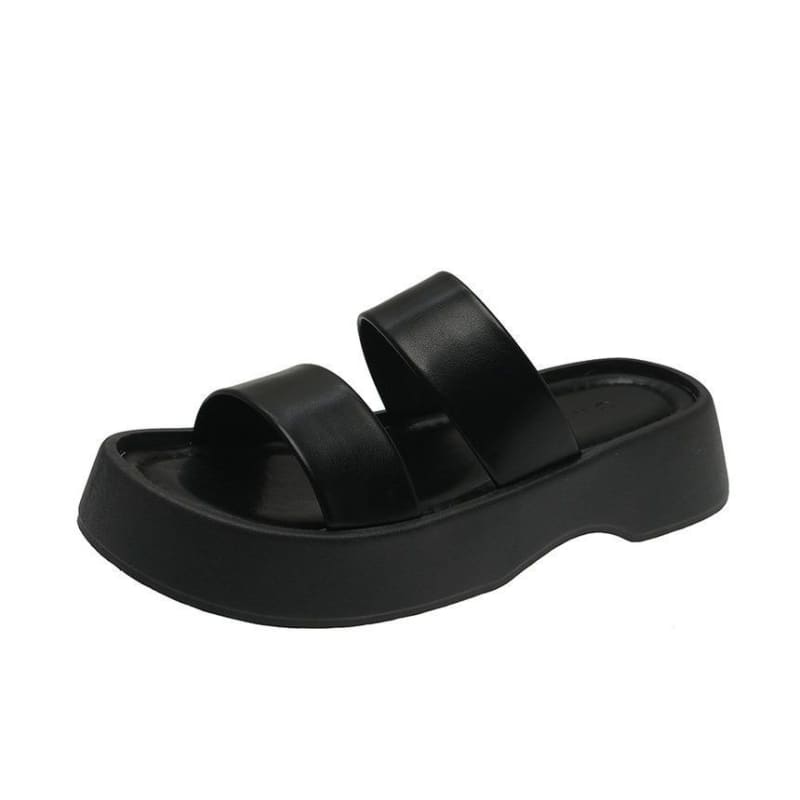 Platform Plain Slide Sandals